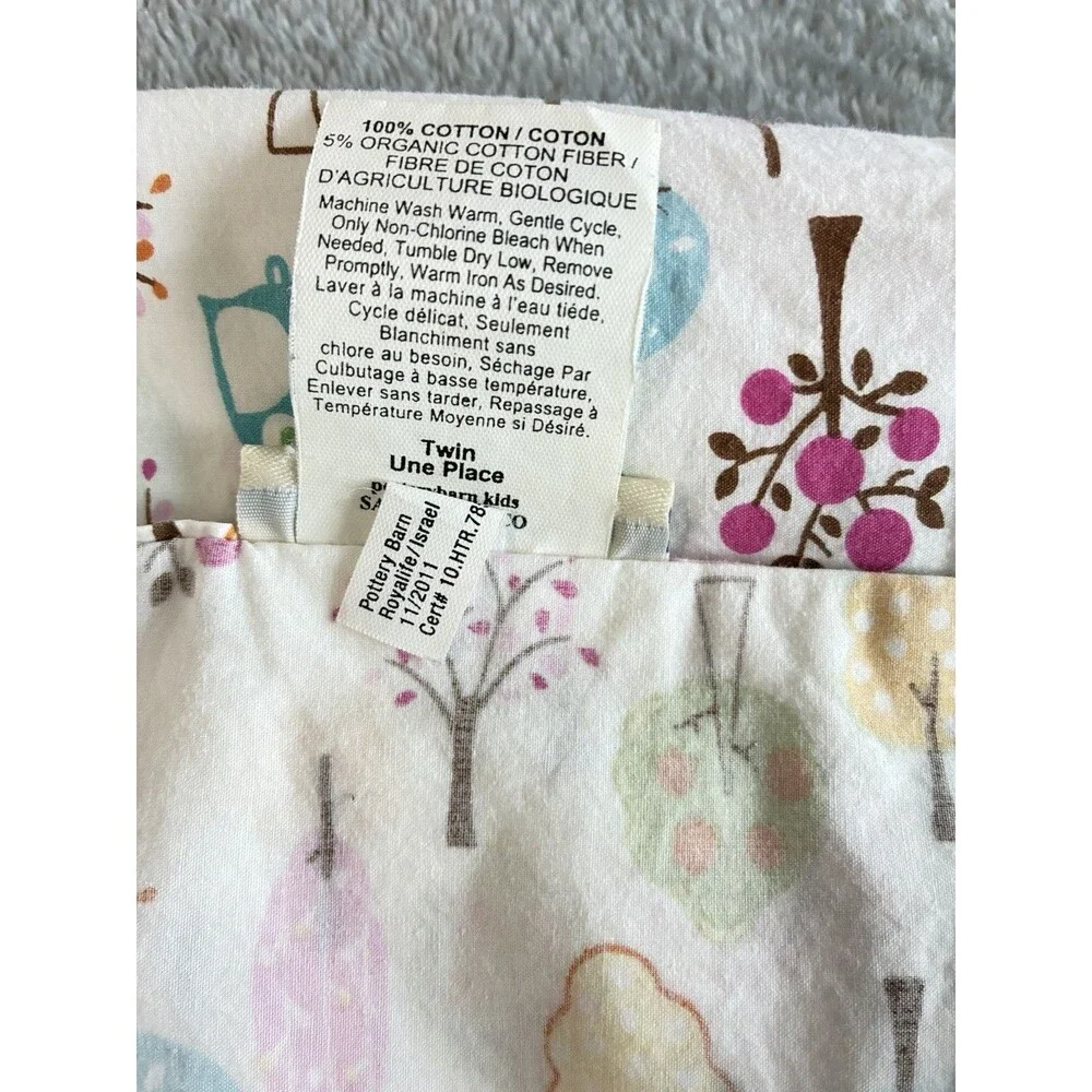 Pottery Barn Kids Brooke Owl Tree Woodland Twin 3 Pc Sheet Set Organic Cotton